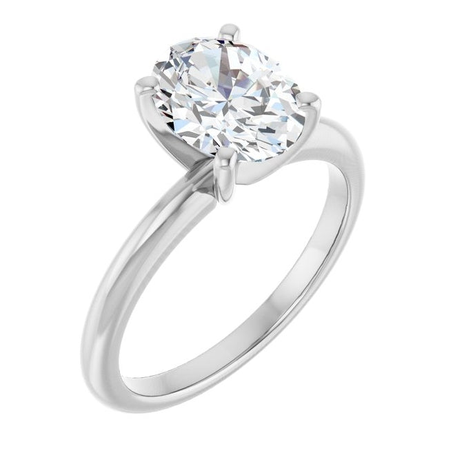 14K Yellow Or White Gold Oval Polished Solitaire Lab-Grown Diamond Engagement Ring