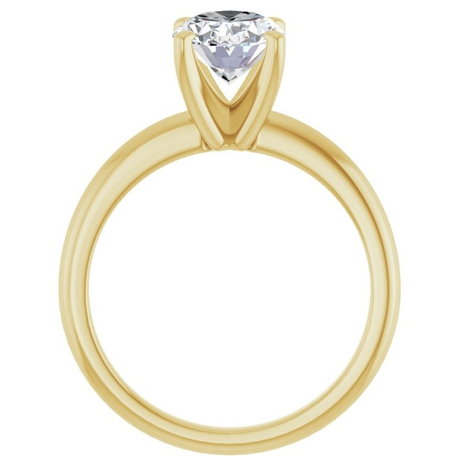 14K Yellow Or White Gold Oval Polished Solitaire Lab-Grown Diamond Engagement Ring