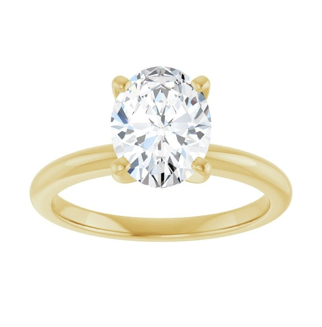 14K Yellow Or White Gold Oval Polished Solitaire Lab-Grown Diamond Engagement Ring