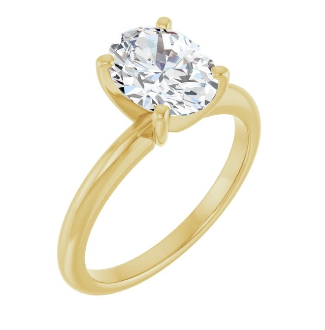 14K Yellow Or White Gold Oval Polished Solitaire Lab-Grown Diamond Engagement Ring