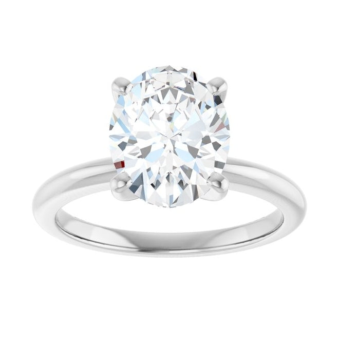 14K Yellow Or White Gold Oval Polished Solitaire Lab-Grown Diamond Engagement Ring