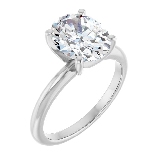 14K Yellow Or White Gold Oval Polished Solitaire Lab-Grown Diamond Engagement Ring