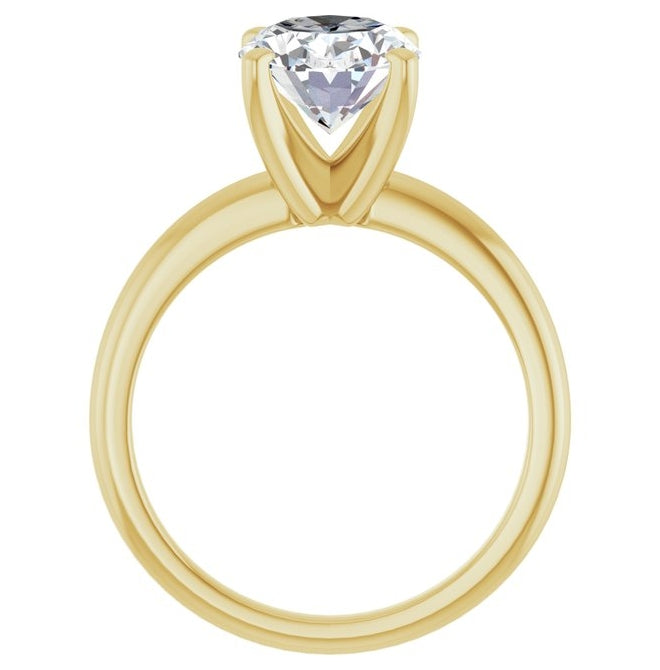 14K Yellow Or White Gold Oval Polished Solitaire Lab-Grown Diamond Engagement Ring