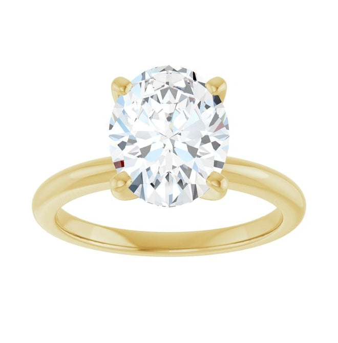 14K Yellow Or White Gold Oval Polished Solitaire Lab-Grown Diamond Engagement Ring