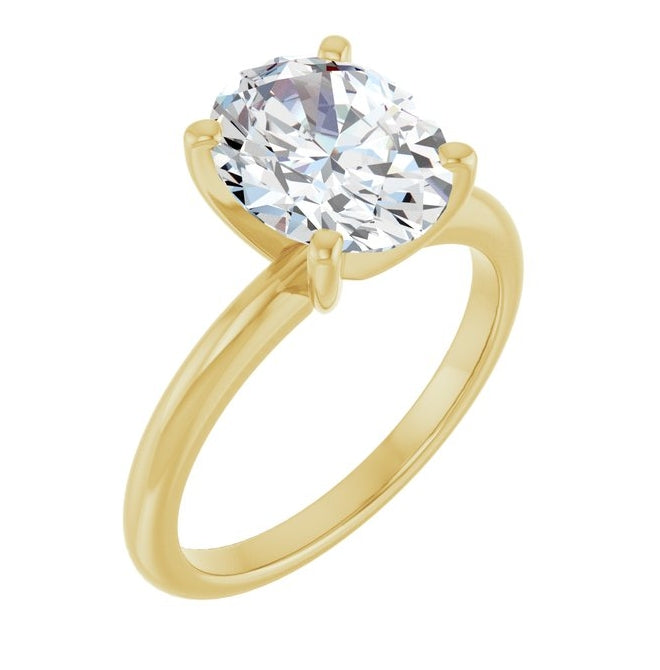 14K Yellow Or White Gold Oval Polished Solitaire Lab-Grown Diamond Engagement Ring