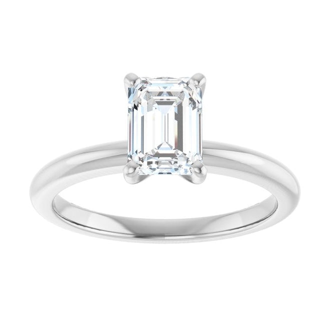 14K Yellow Or White Gold Emerald Polished Solitaire Lab-Grown Diamond Engagement Ring
