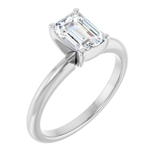 14K Yellow Or White Gold Emerald Polished Solitaire Lab-Grown Diamond Engagement Ring