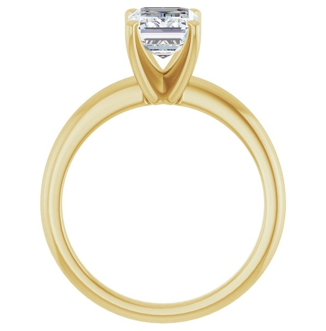 14K Yellow Or White Gold Emerald Polished Solitaire Lab-Grown Diamond Engagement Ring