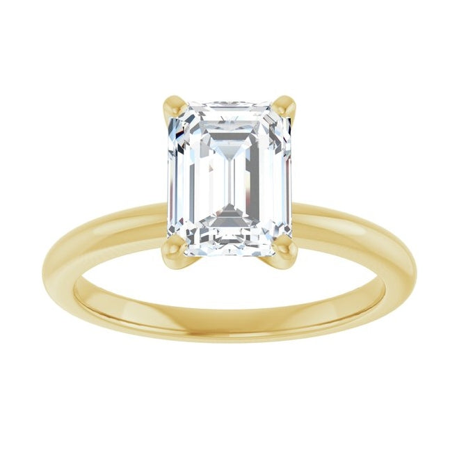 14K Yellow Or White Gold Emerald Polished Solitaire Lab-Grown Diamond Engagement Ring