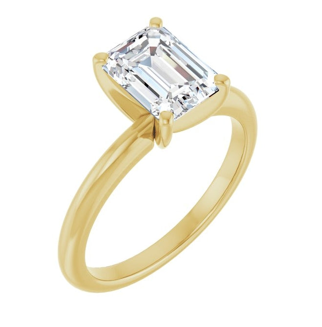 14K Yellow Or White Gold Emerald Polished Solitaire Lab-Grown Diamond Engagement Ring