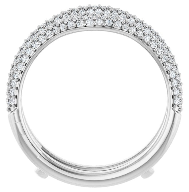 Platinum Round Polished 5/8 Ctw Natural Diamond Ring Guard Size 7
