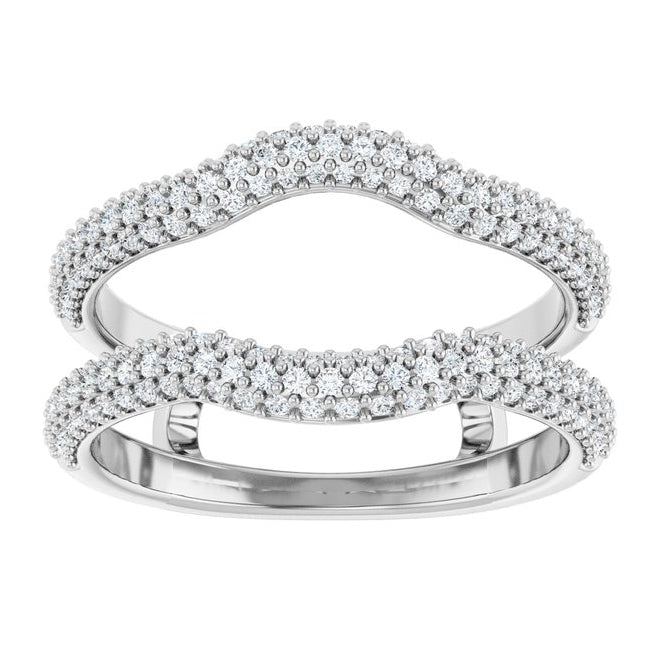 Platinum Round Polished 5/8 Ctw Natural Diamond Ring Guard Size 7