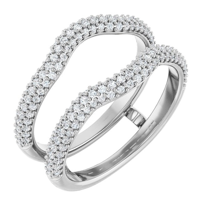 Platinum Round Polished 5/8 Ctw Natural Diamond Ring Guard Size 7