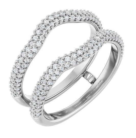 Platinum Round Polished 5/8 Ctw Natural Diamond Ring Guard Size 7