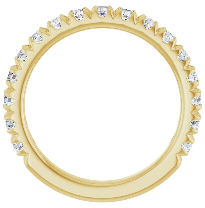14K Yellow Gold Round 2.5 Mm Si2-Si3, G-H  Polished 1 Ctw Natural Diamond French-Set Anniversary Band, Size 7