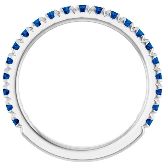 14K Yellow Or White Gold Round 2 Mm Polished Lab-Grown Gem French-Set Anniversary Band, Size 7