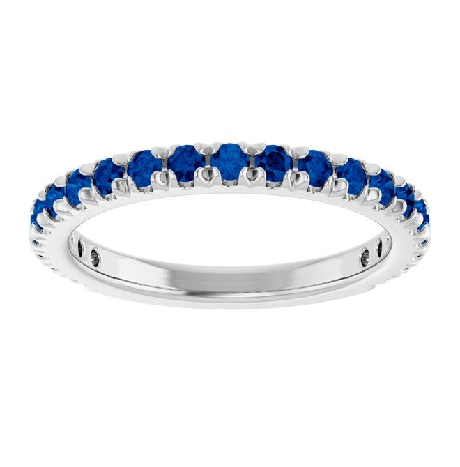 14K Yellow Or White Gold Round 2 Mm Polished Lab-Grown Gem French-Set Anniversary Band, Size 7