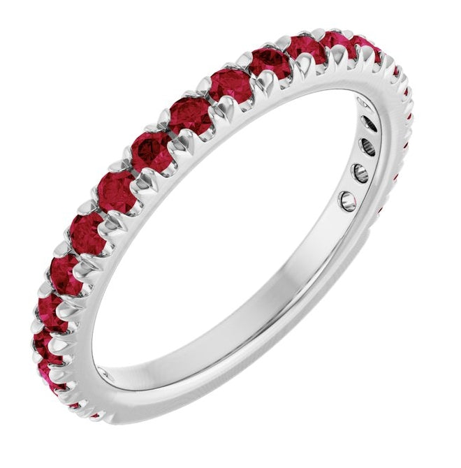 14K Yellow Or White Gold Round 2 Mm Polished Lab-Grown Gem French-Set Anniversary Band, Size 7