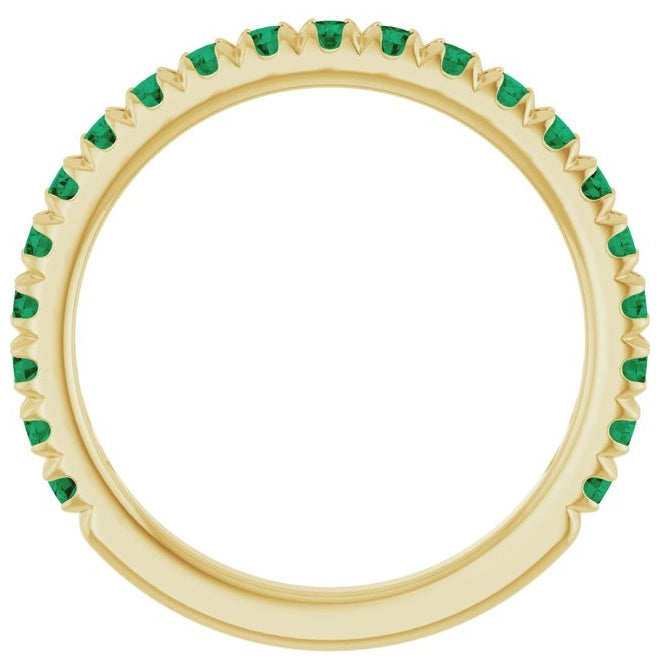 14K Yellow Or White Gold Round 2 Mm Polished Lab-Grown Gem French-Set Anniversary Band, Size 7