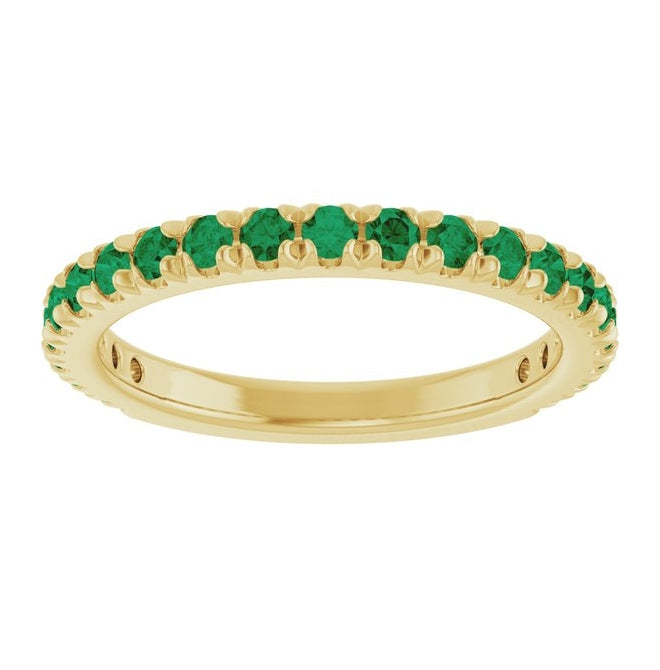14K Yellow Or White Gold Round 2 Mm Polished Lab-Grown Gem French-Set Anniversary Band, Size 7
