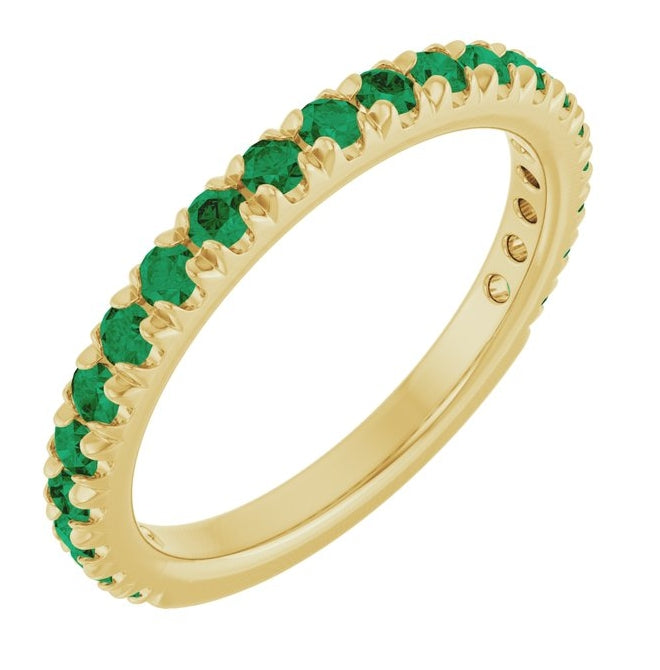 14K Yellow Or White Gold Round 2 Mm Polished Lab-Grown Gem French-Set Anniversary Band, Size 7