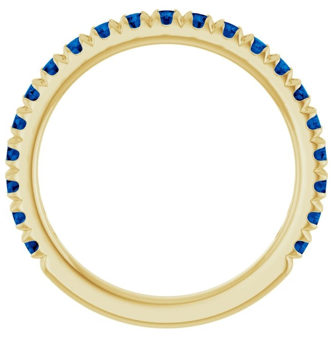 14K Yellow Or White Gold Round 2 Mm Polished Lab-Grown Gem French-Set Anniversary Band, Size 7
