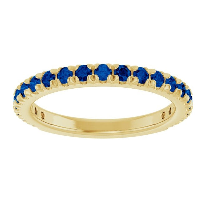 14K Yellow Or White Gold Round 2 Mm Polished Lab-Grown Gem French-Set Anniversary Band, Size 7