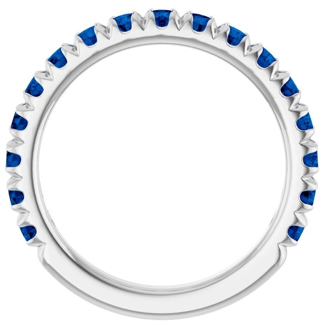 14K Yellow Or White Gold Round 2.5 Mm Polished Natural Gem French-Set Anniversary Band, Size 7