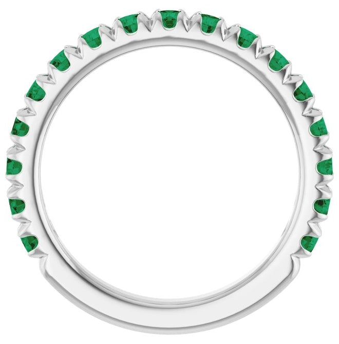 14K Yellow Or White Gold Round 2.5 Mm Polished Natural Gem French-Set Anniversary Band, Size 7