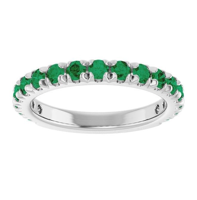 14K Yellow Or White Gold Round 2.5 Mm Polished Natural Gem French-Set Anniversary Band, Size 7