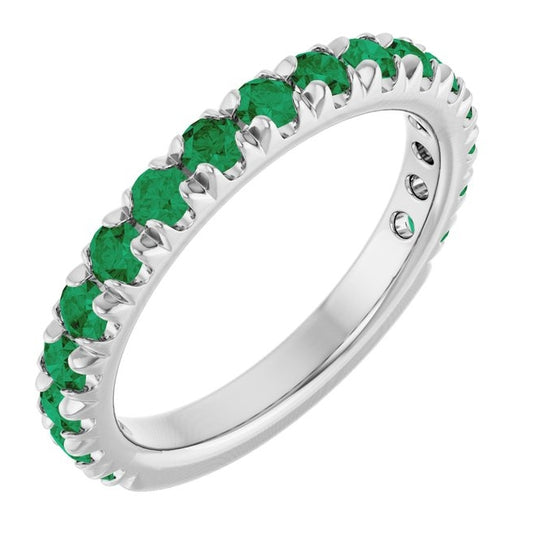 14K Yellow Or White Gold Round 2.5 Mm Polished Natural Gem French-Set Anniversary Band, Size 7