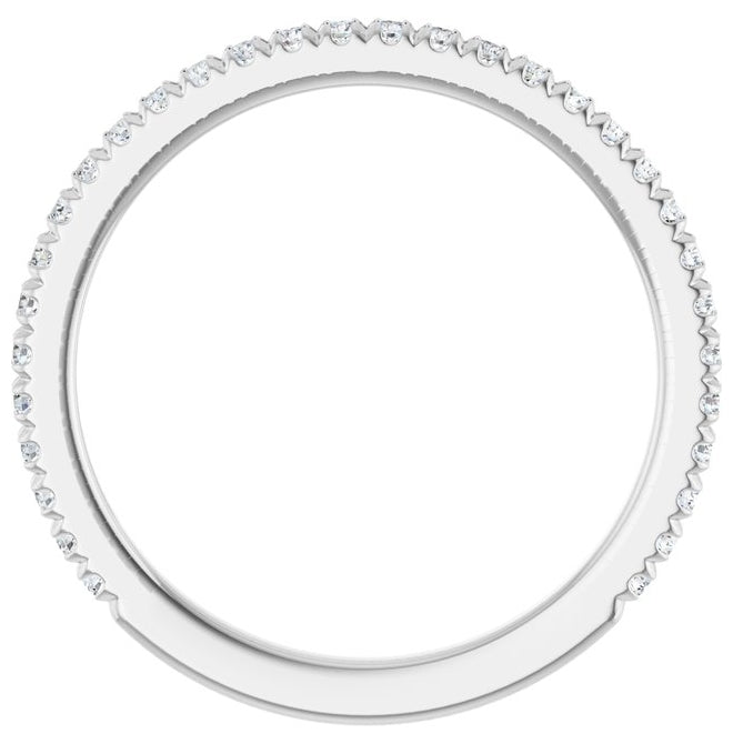 14K White Gold Round 1.3 Mm Vs, F+  Polished 1/3 Ctw Lab-Grown Diamond Anniversary Band, Size 7