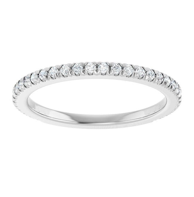 14K White Gold Round 1.3 Mm Vs, F+  Polished 1/3 Ctw Lab-Grown Diamond Anniversary Band, Size 7