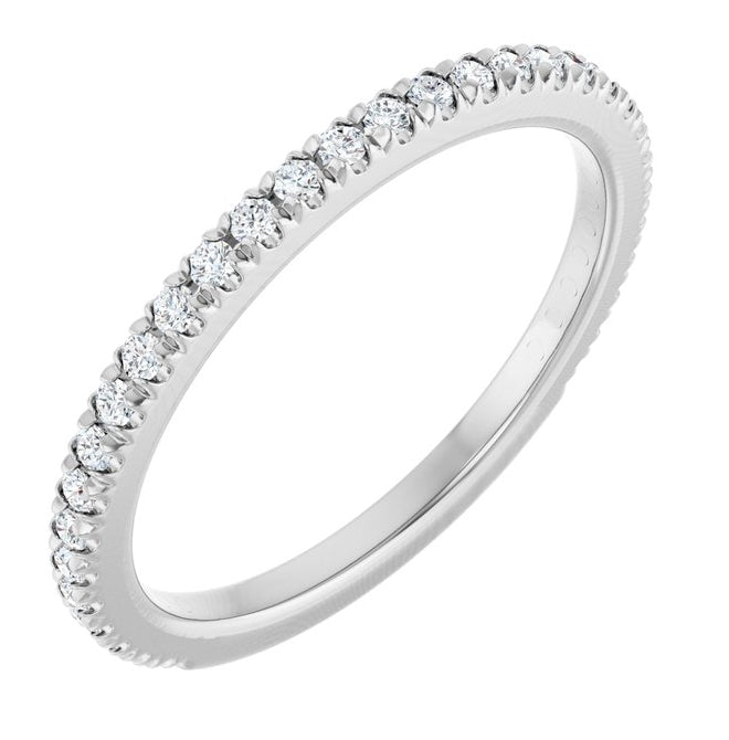 14K White Gold Round 1.3 Mm Vs, F+  Polished 1/3 Ctw Lab-Grown Diamond Anniversary Band, Size 7
