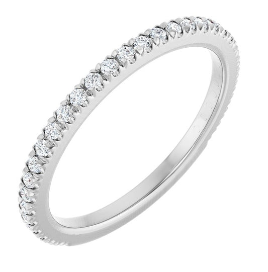 14K White Gold Round 1.3 Mm Vs, F+  Polished 1/3 Ctw Lab-Grown Diamond Anniversary Band, Size 7