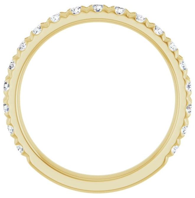 14K Yellow Or White Gold Round 2.2 Mm Vs, F+  Polished 3/4 Ctw Lab-Grown Diamond Anniversary Band, Size 7