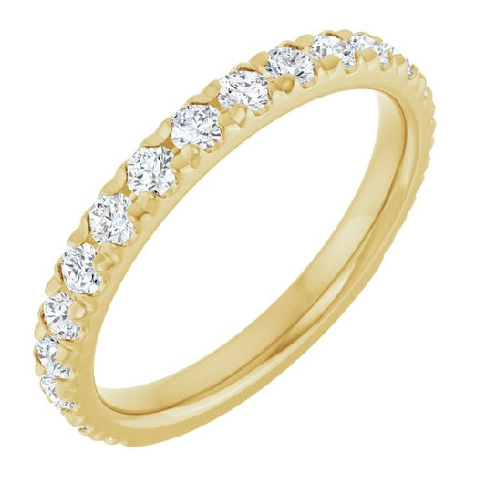 14K Yellow Or White Gold Round 2.2 Mm Vs, F+  Polished 3/4 Ctw Lab-Grown Diamond Anniversary Band, Size 7