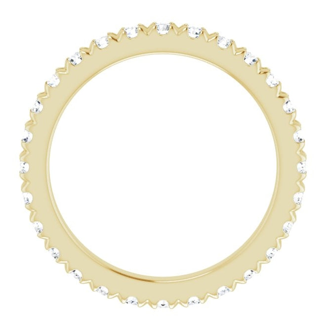 14K Yellow Gold Round 1.75 Mm Si2-Si3, G-H Polished 1/2 Ctw Natural Diamond Eternity Band, Size 3