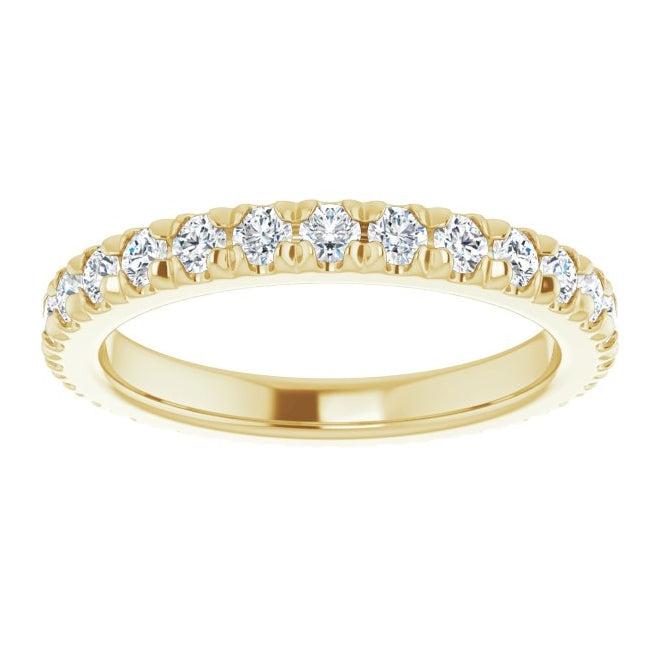 14K Yellow Gold Round 1.75 Mm Si2-Si3, G-H Polished 1/2 Ctw Natural Diamond Eternity Band, Size 3