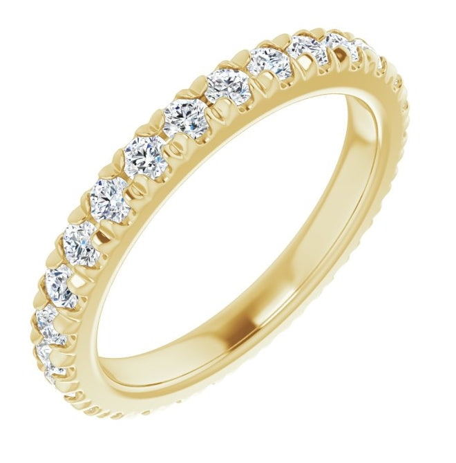 14K Yellow Gold Round 1.75 Mm Si2-Si3, G-H Polished 1/2 Ctw Natural Diamond Eternity Band, Size 3