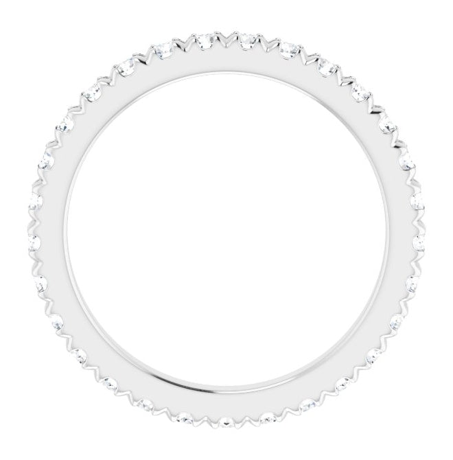 10K White Gold Round 1.75 Mm Si2-Si3, G-H Polished 1/2 Ctw Natural Diamond French Set Eternity Band, Size 3.75
