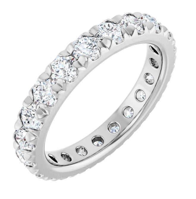 14K Yellow Or White Gold Round 3 Mm Vs, F+ Polished 2 1/5 Ctw Lab-Grown Diamond Eternity Band, Size 7