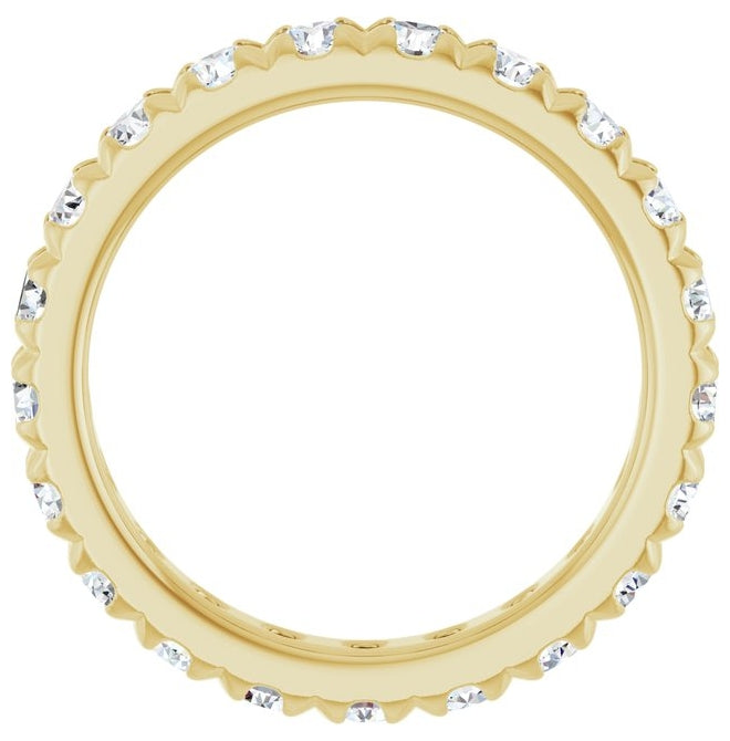 14K Yellow Or White Gold Round 3 Mm Vs, F+ Polished 2 1/5 Ctw Lab-Grown Diamond Eternity Band, Size 7