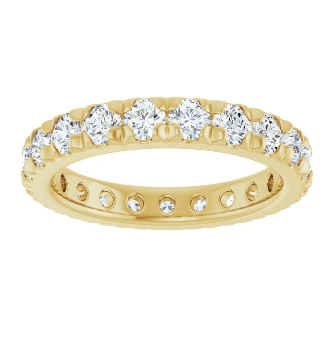 14K Yellow Or White Gold Round 3 Mm Vs, F+ Polished 2 1/5 Ctw Lab-Grown Diamond Eternity Band, Size 7