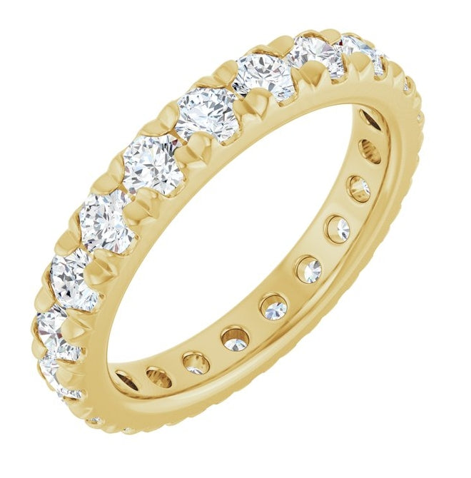 14K Yellow Or White Gold Round 3 Mm Vs, F+ Polished 2 1/5 Ctw Lab-Grown Diamond Eternity Band, Size 7