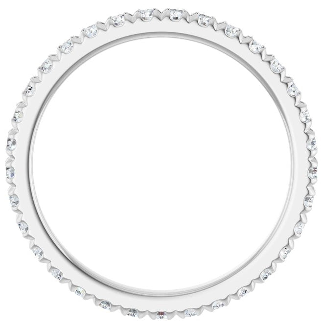 14K White Gold Round 1.75 Mm Vs, F+ Polished 5/8 Ctw Lab-Grown Diamond Eternity Band, Size 7