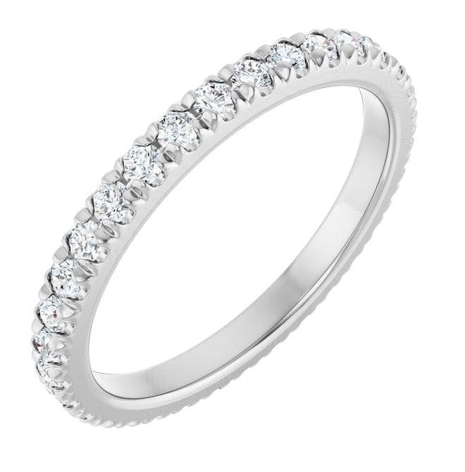 14K White Gold Round 1.75 Mm Vs, F+ Polished 5/8 Ctw Lab-Grown Diamond Eternity Band, Size 7