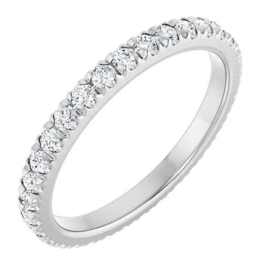 14K White Gold Round 1.75 Mm Vs, F+ Polished 5/8 Ctw Lab-Grown Diamond Eternity Band, Size 7