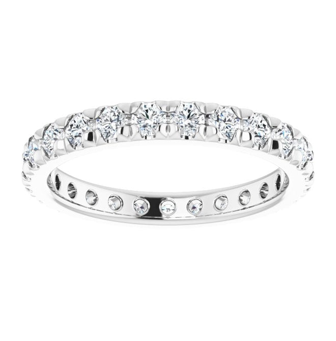 14K White Gold Round 2.25 Mm Vs, F+ Polished 1 Ctw Lab-Grown Diamond Eternity Band