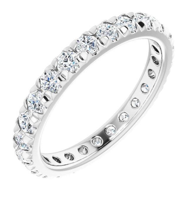 14K White Gold Round 2.25 Mm Vs, F+ Polished 1 Ctw Lab-Grown Diamond Eternity Band